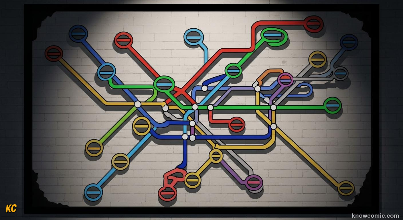Harry Beck schematic London Tube map with coloured lines and geometric design