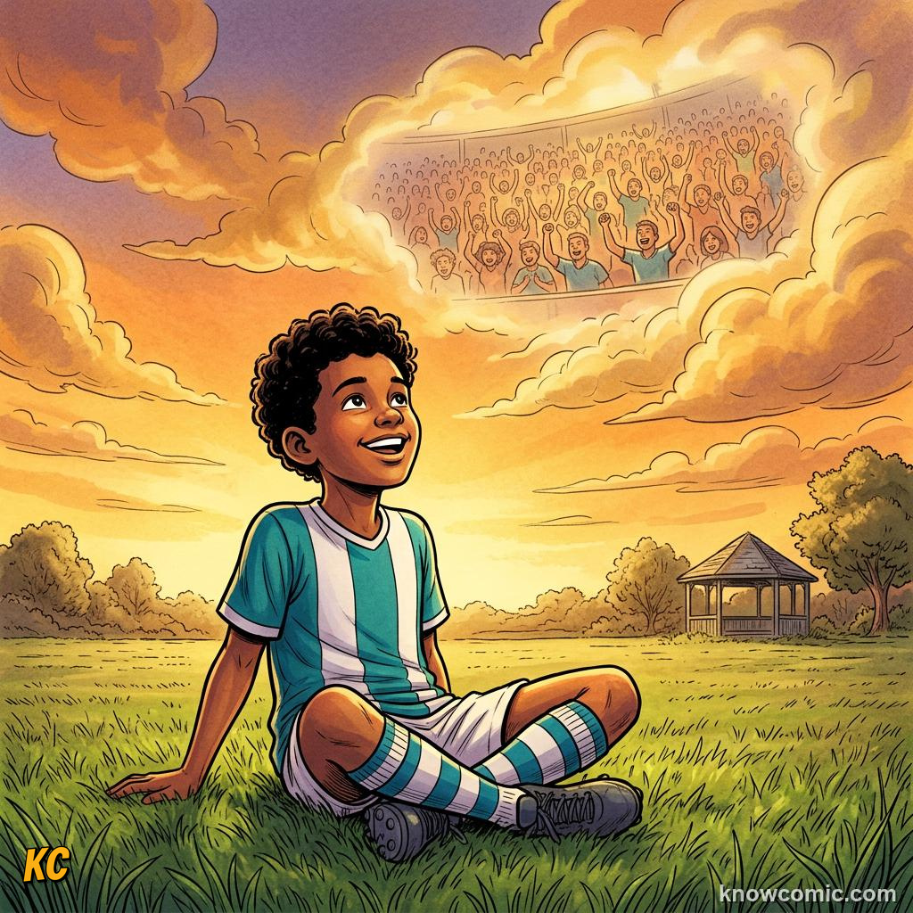 Comic panel labelled what will you be, illustrating world cup 2030 & the future in KnowComic's World Cup 2026 series