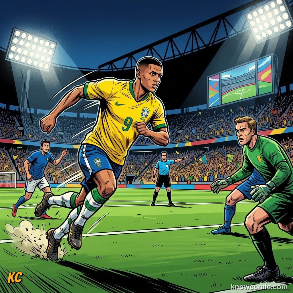 Comic panel titled the play on signal, labelled better chance, from the KnowComic World Cup 2026 lesson on advantage & play on