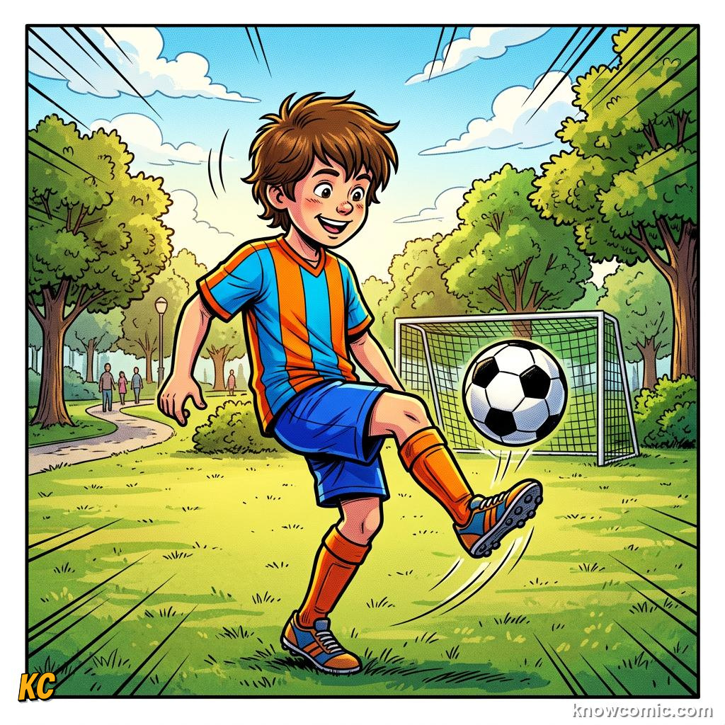Comic panel labelled juggling, illustrating first touch & ball control in KnowComic's World Cup 2026 series