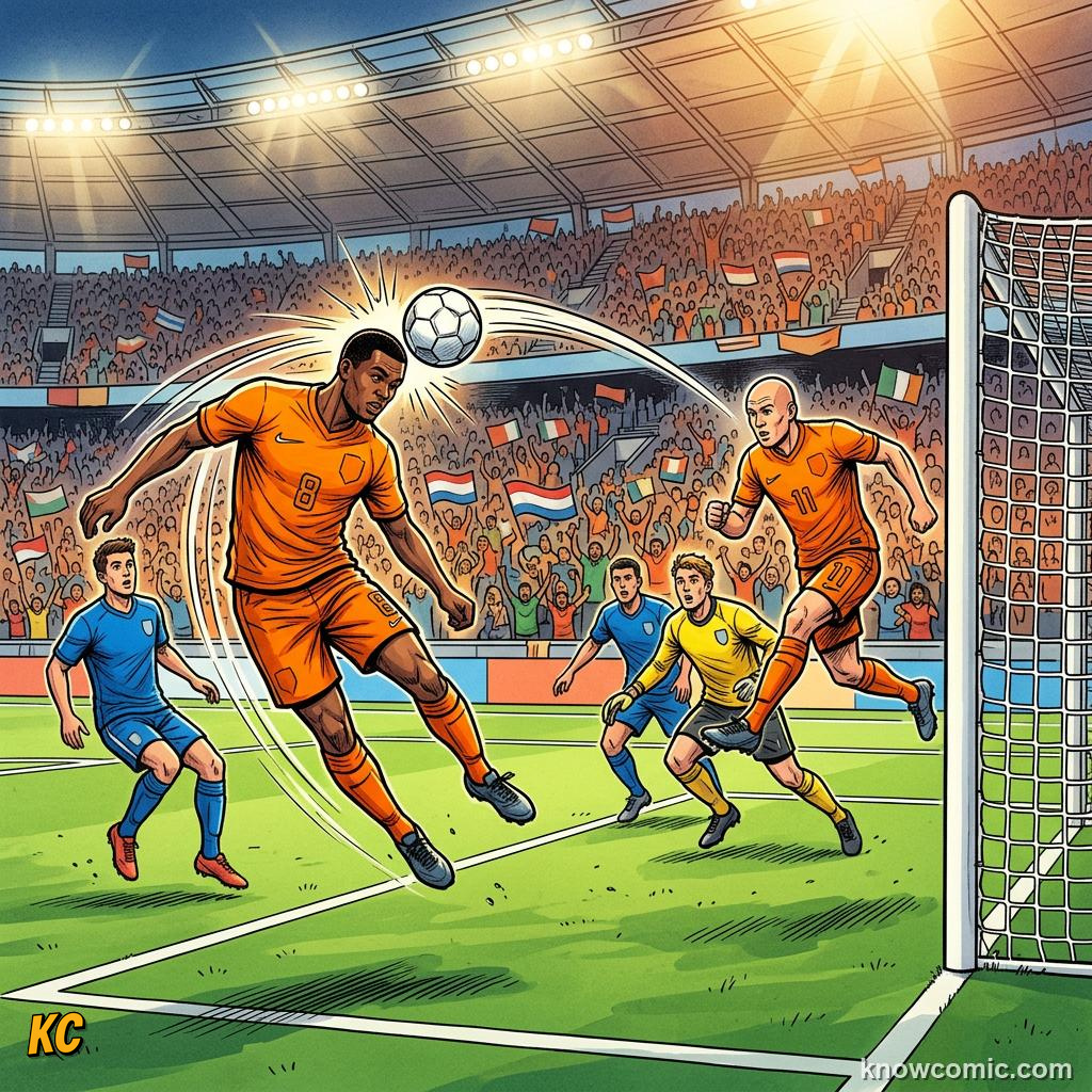 Comic panel titled routines like secret plays, labelled flick-on, from the KnowComic World Cup 2026 lesson on corners & set pieces