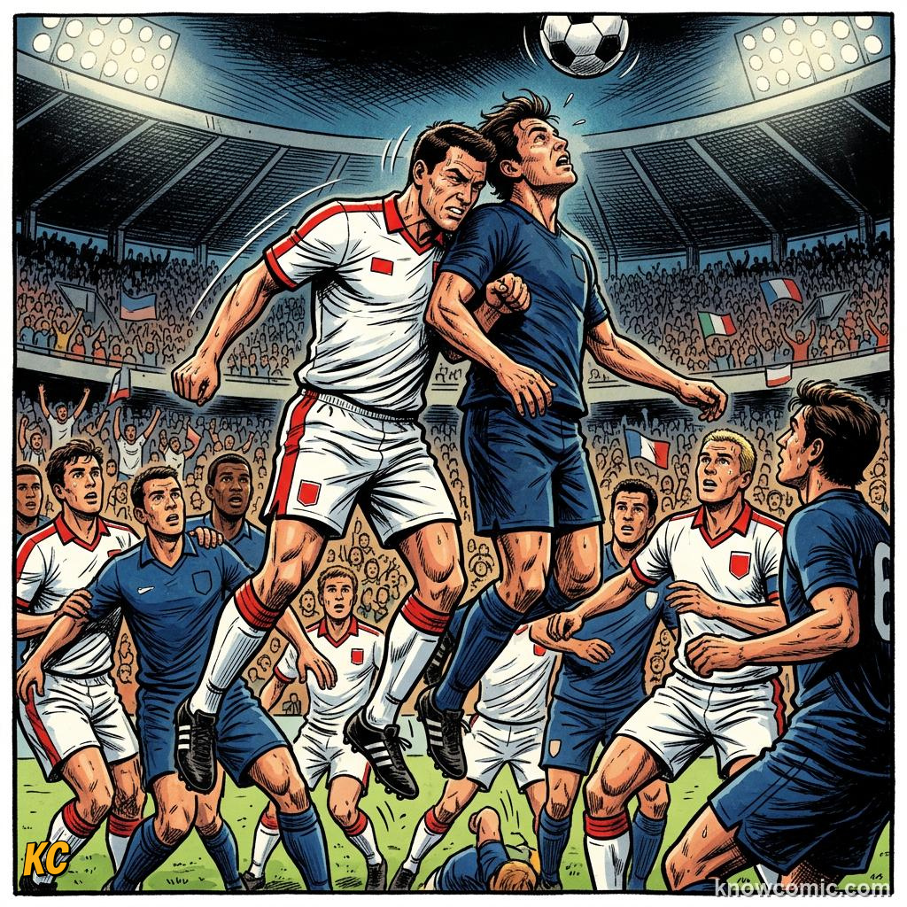 Comic panel titled interceptions read the pass, labelled man mark, from the KnowComic World Cup 2026 lesson on defending masterclass