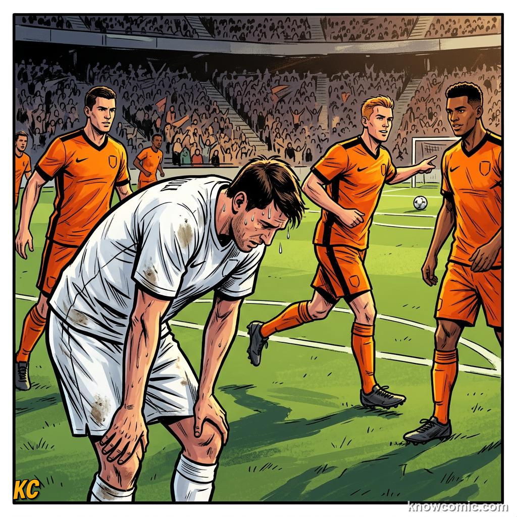 Comic panel titled pressing traps close the doors, labelled counter-press, from the KnowComic World Cup 2026 lesson on pressing: hunting in packs
