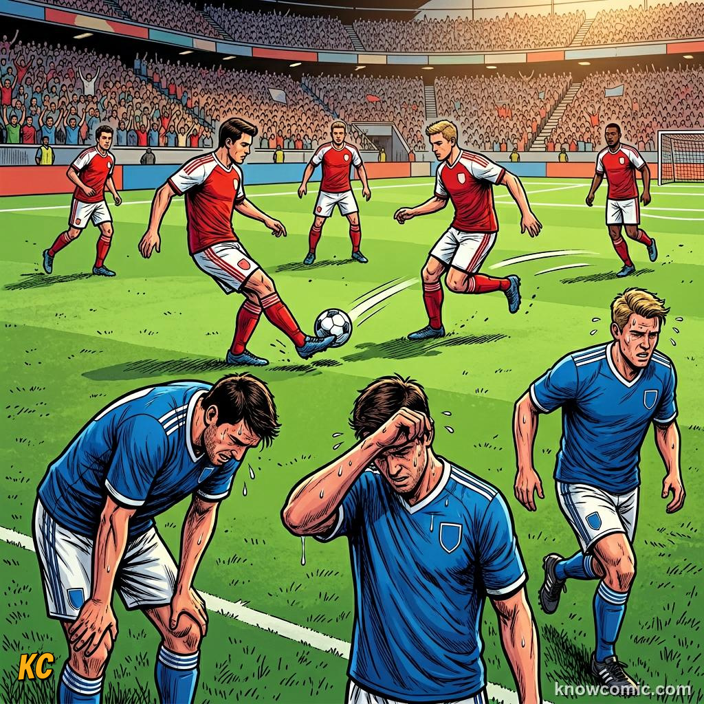 Comic panel titled what is tiki-taka, labelled tempo, from the KnowComic World Cup 2026 lesson on possession & tiki-taka
