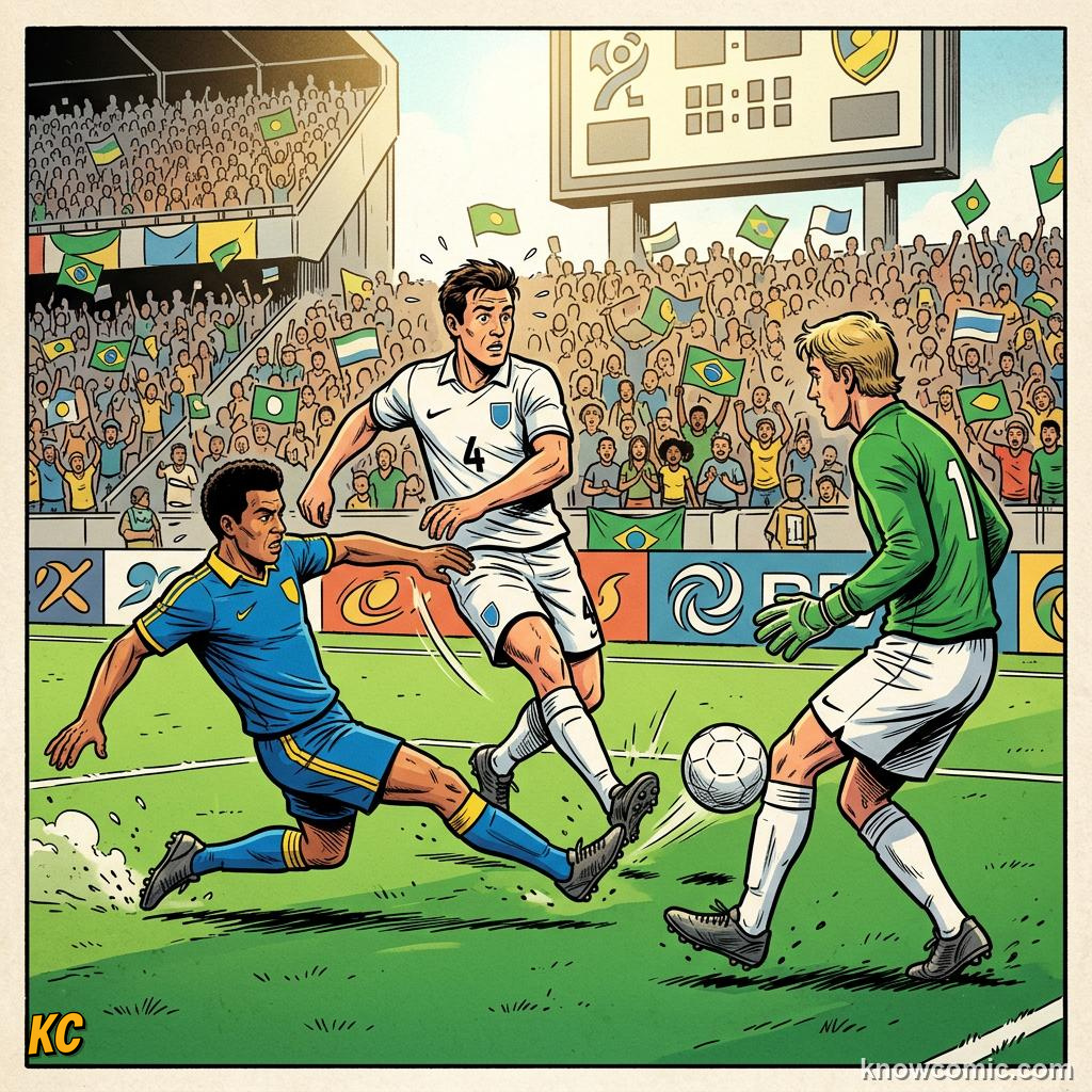 Comic panel titled passing triangles, labelled trust, from the KnowComic World Cup 2026 lesson on possession & tiki-taka