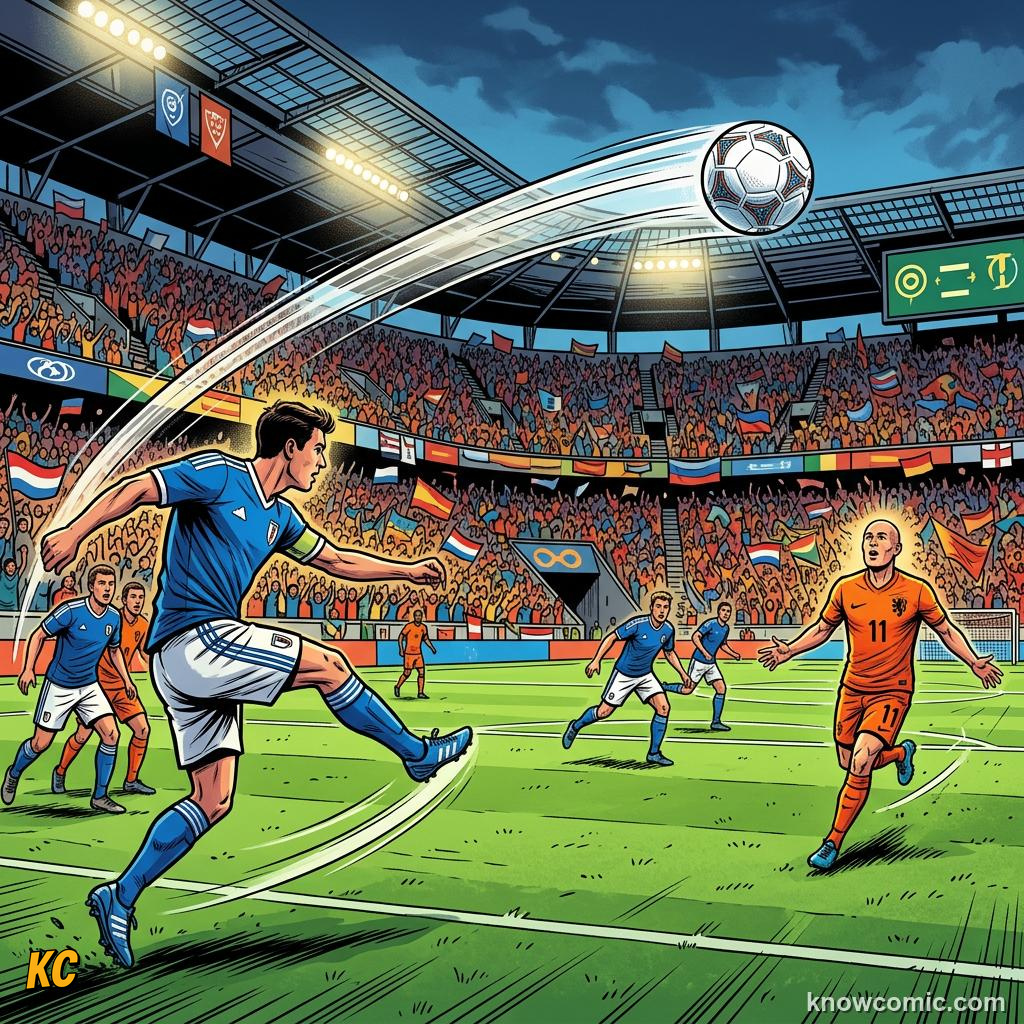 Comic panel titled how coaches build possession players, labelled draw them in, from the KnowComic World Cup 2026 lesson on possession & tiki-taka
