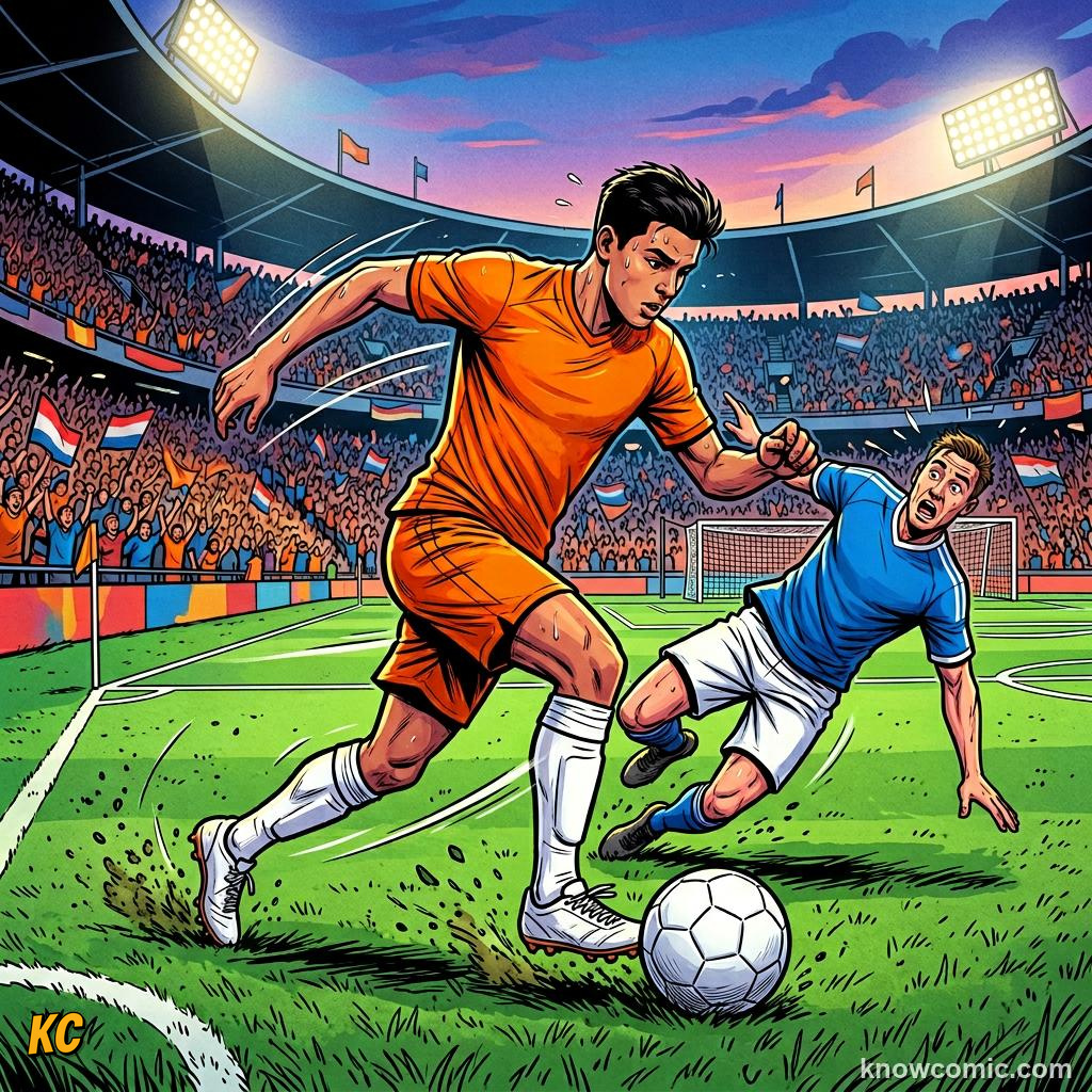 Comic panel titled how to cross like a pro, labelled pull them out, from the KnowComic World Cup 2026 lesson on wing play & crosses