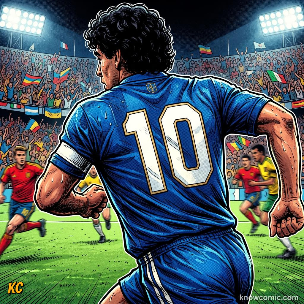 Comic panel titled vision the playmaker's superpower, labelled creator, from the KnowComic World Cup 2026 lesson on playmakers: the number 10