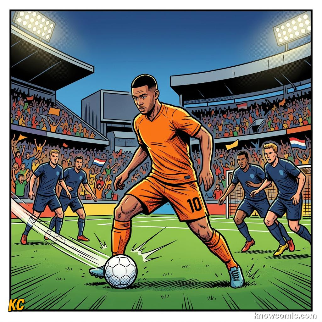 Comic panel titled vision the playmaker's superpower, labelled freedom, from the KnowComic World Cup 2026 lesson on playmakers: the number 10