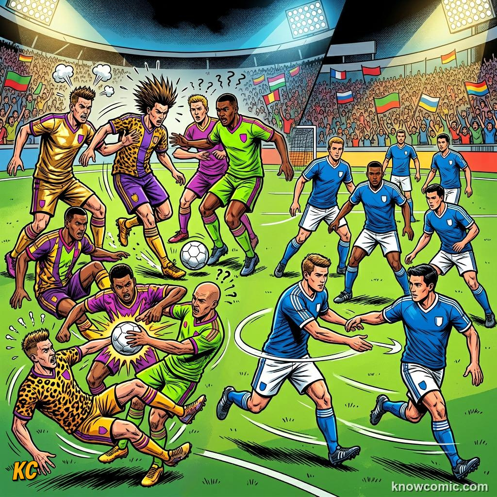 Comic panel titled why trust matters, labelled stars vs team, from the KnowComic World Cup 2026 lesson on team chemistry