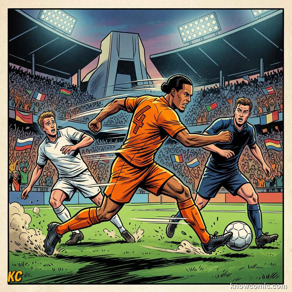 Comic panel titled communication wins matches, labelled cover up, from the KnowComic World Cup 2026 lesson on team chemistry