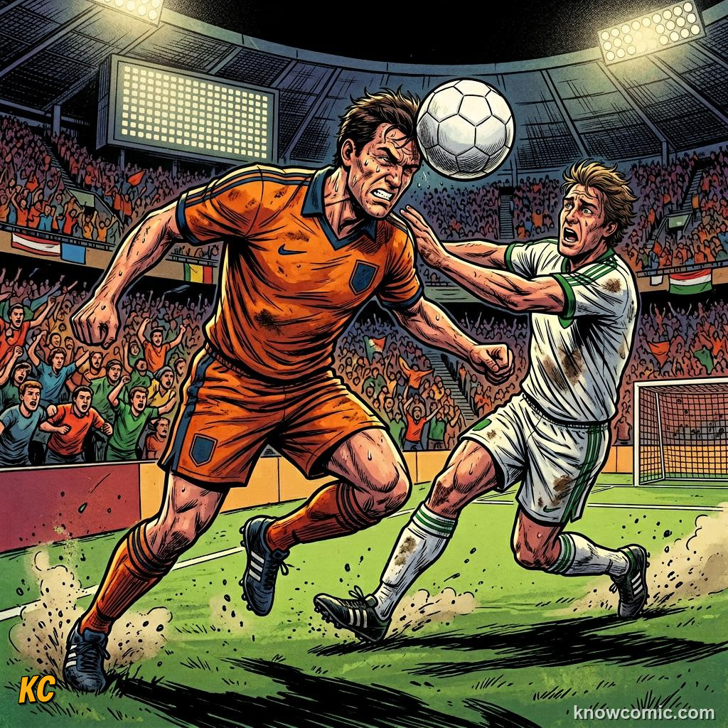 Comic panel titled how 104 matches crown one champion, labelled road to glory, from the KnowComic World Cup 2026 lesson on the new 48-team format