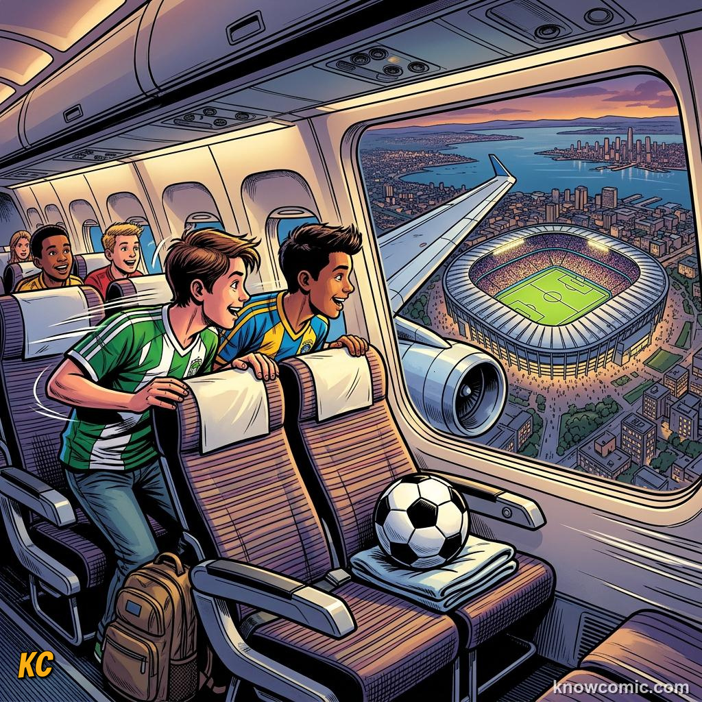 Comic panel titled mexico where football lives, labelled 11 cities, from the KnowComic World Cup 2026 lesson on three hosts, one dream