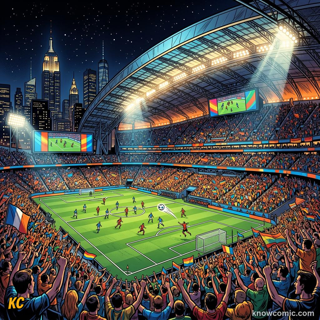 Comic panel titled mexico where football lives, labelled seattle, from the KnowComic World Cup 2026 lesson on three hosts, one dream