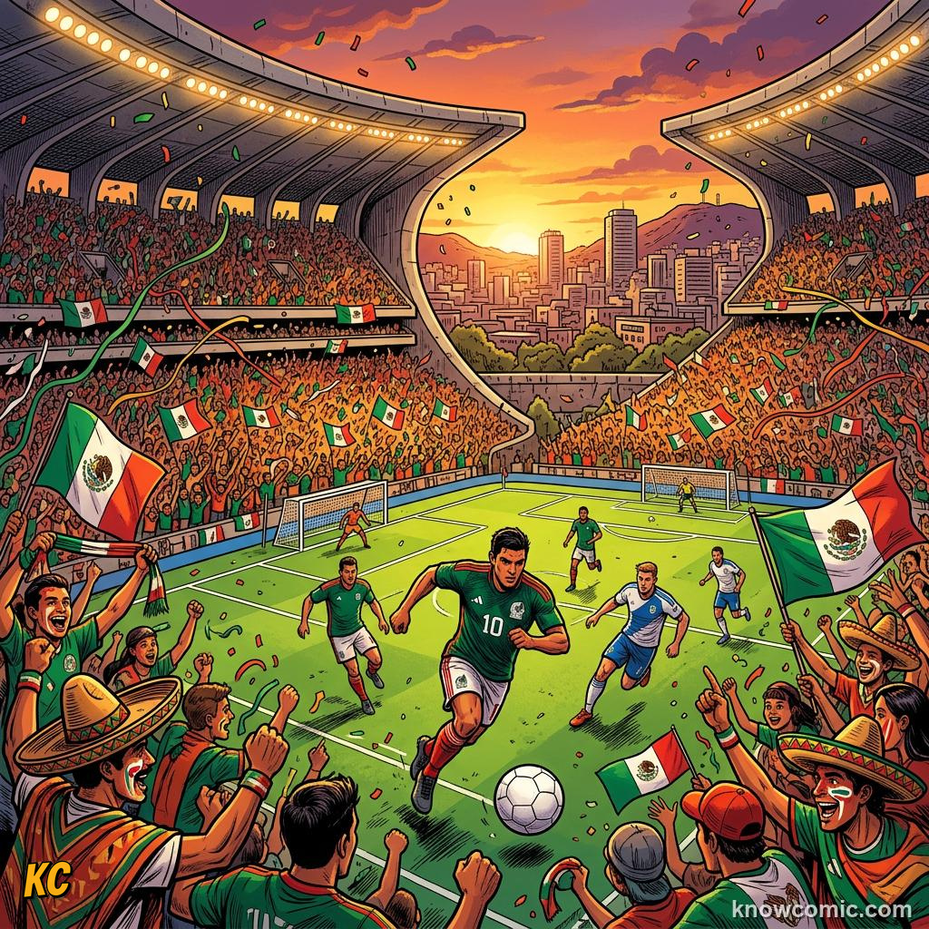Mexico City skyline with Estadio Azteca in the foreground