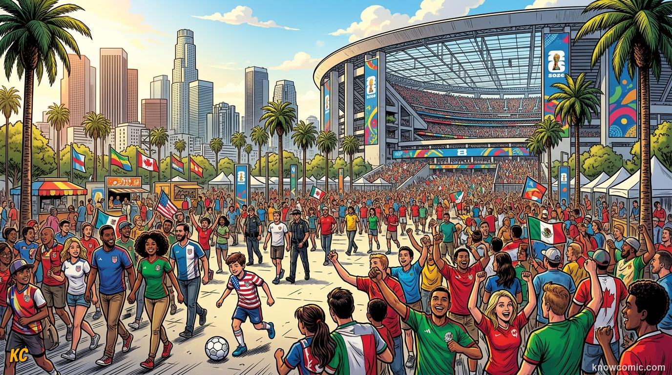 Collage of US host cities including Seattle, San Francisco, Dallas, and Kansas City stadiums