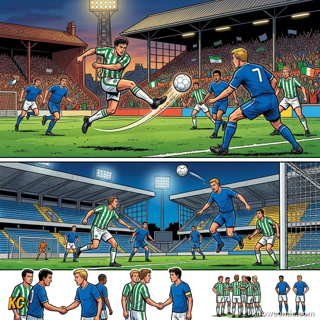 Comic panel titled groups, tables, and playoffs, labelled europe & south america, from the KnowComic World Cup 2026 lesson on road to 2026: qualification