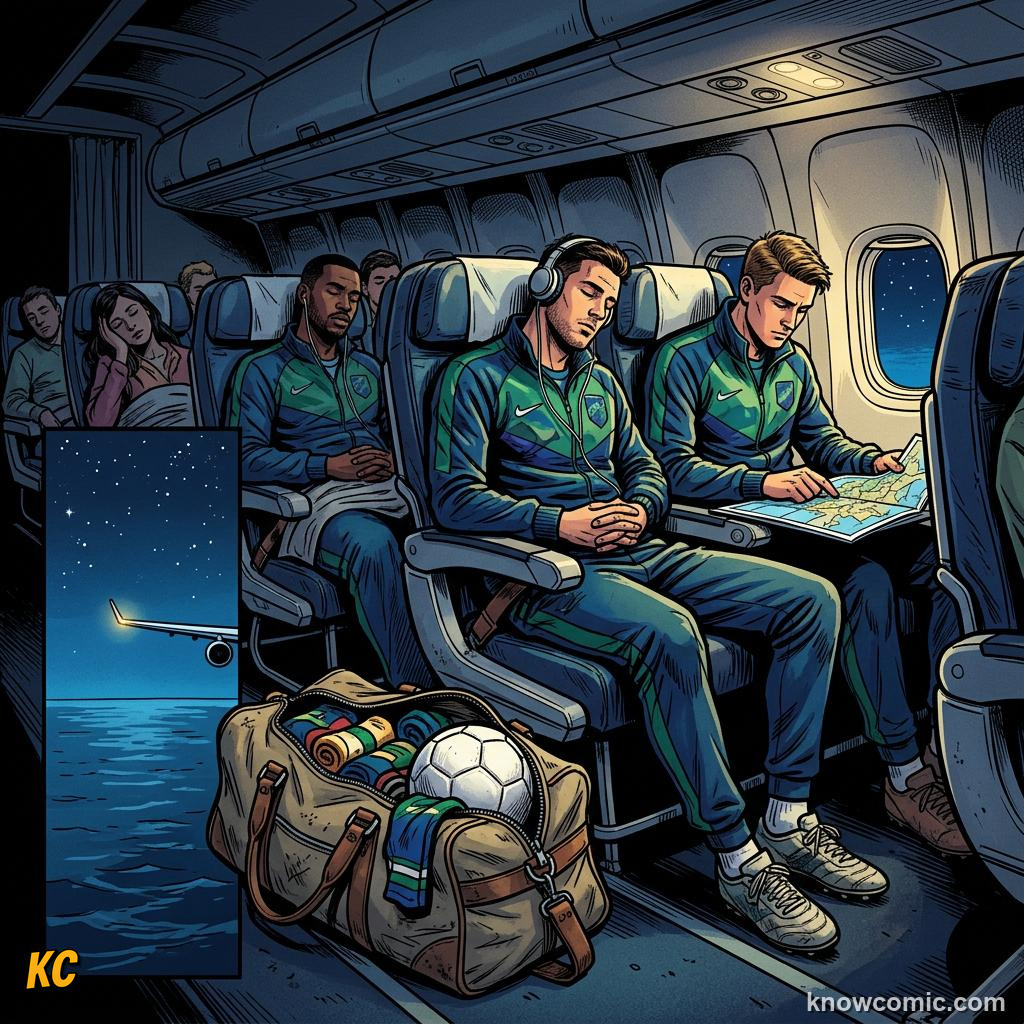 Comic panel titled groups, tables, and playoffs, labelled group stage, from the KnowComic World Cup 2026 lesson on road to 2026: qualification