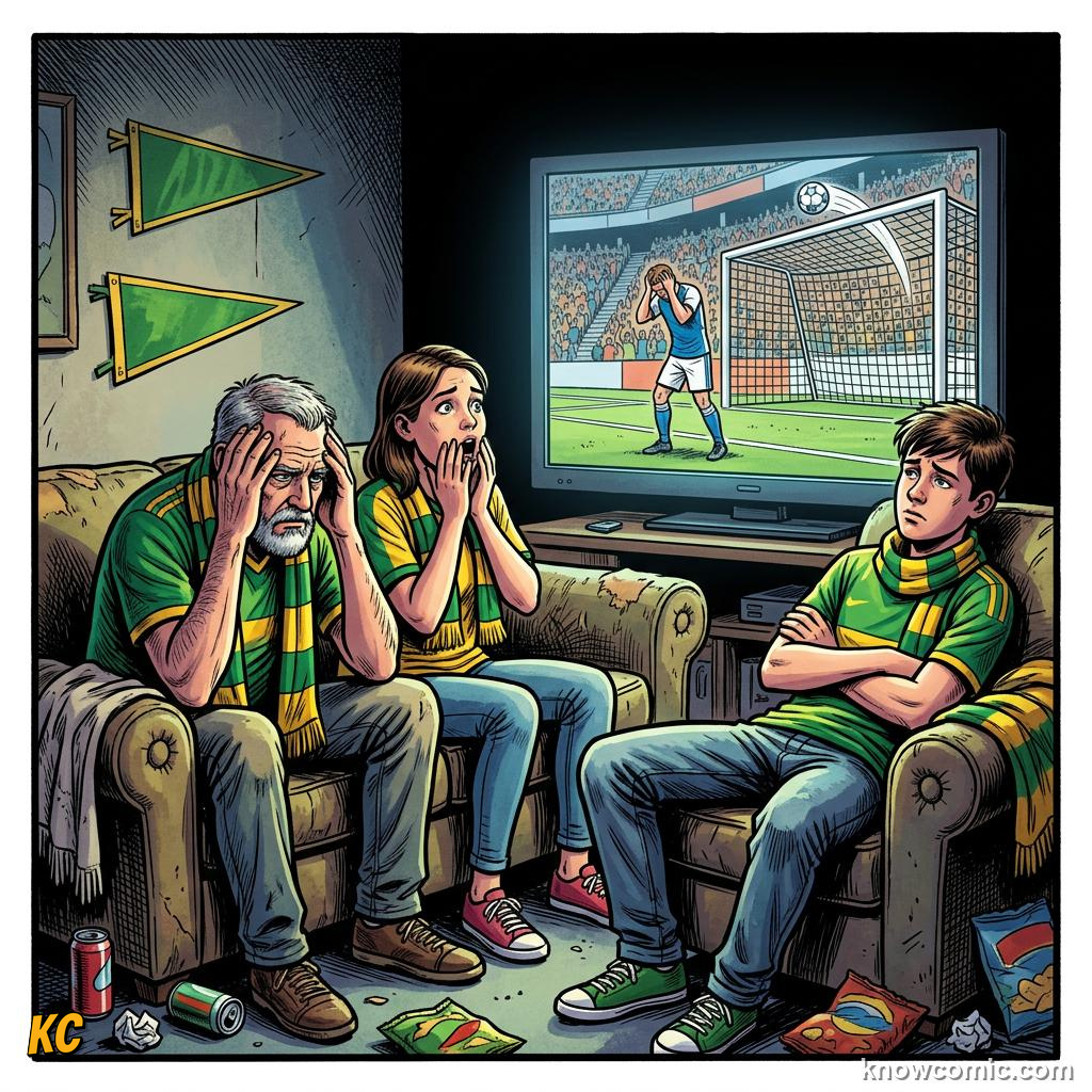 Comic panel titled from qualifiers to world cup 2026, labelled upsets, from the KnowComic World Cup 2026 lesson on road to 2026: qualification