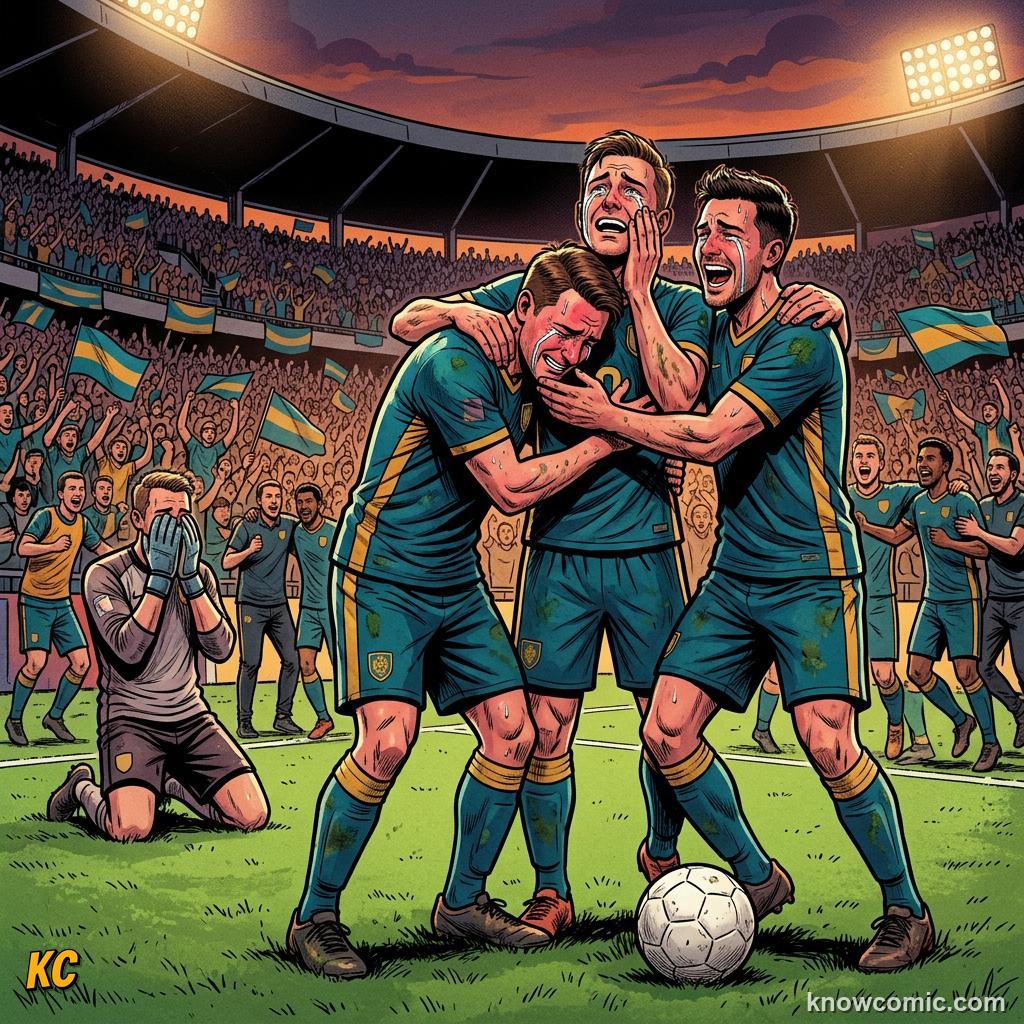 Comic panel titled from qualifiers to world cup 2026, labelled pressure, from the KnowComic World Cup 2026 lesson on road to 2026: qualification