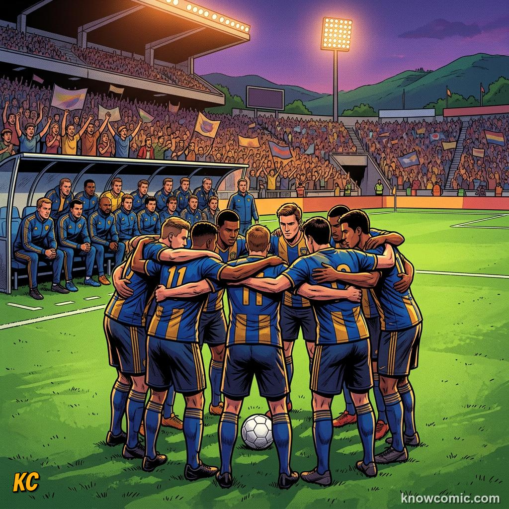 Comic panel titled debutants and returning surprises, labelled south america, from the KnowComic World Cup 2026 lesson on teams to watch: giants & underdogs