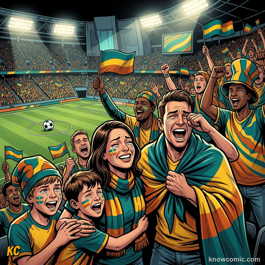 Comic panel titled debutants and returning surprises, labelled first-timers, from the KnowComic World Cup 2026 lesson on teams to watch: giants & underdogs