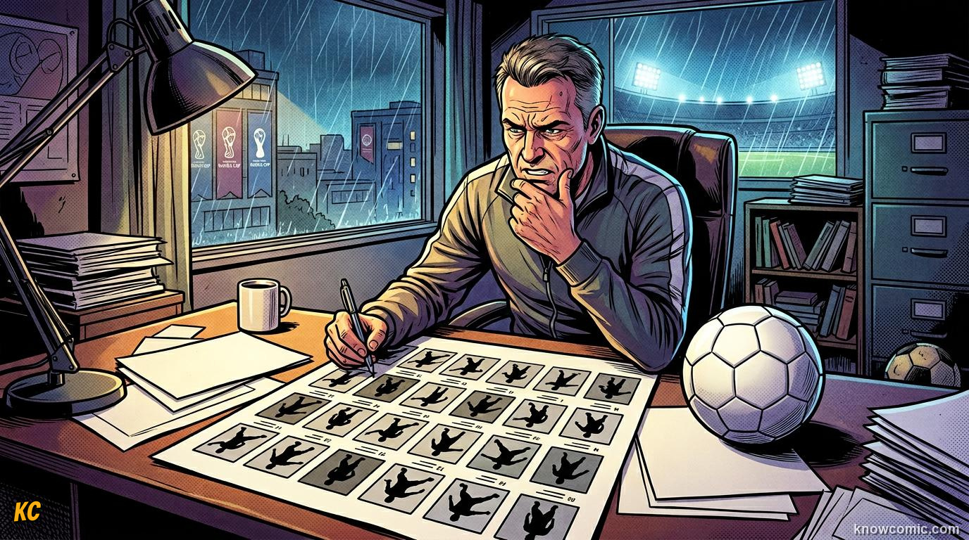 Comic panel titled why 26 matters, labelled the hard limit, from the KnowComic World Cup 2026 lesson on squad selection: 26 heroes