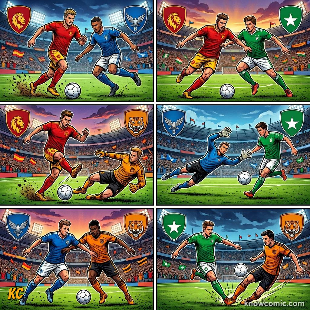 Comic panel titled what each number means, labelled draw, from the KnowComic World Cup 2026 lesson on how to read the group table