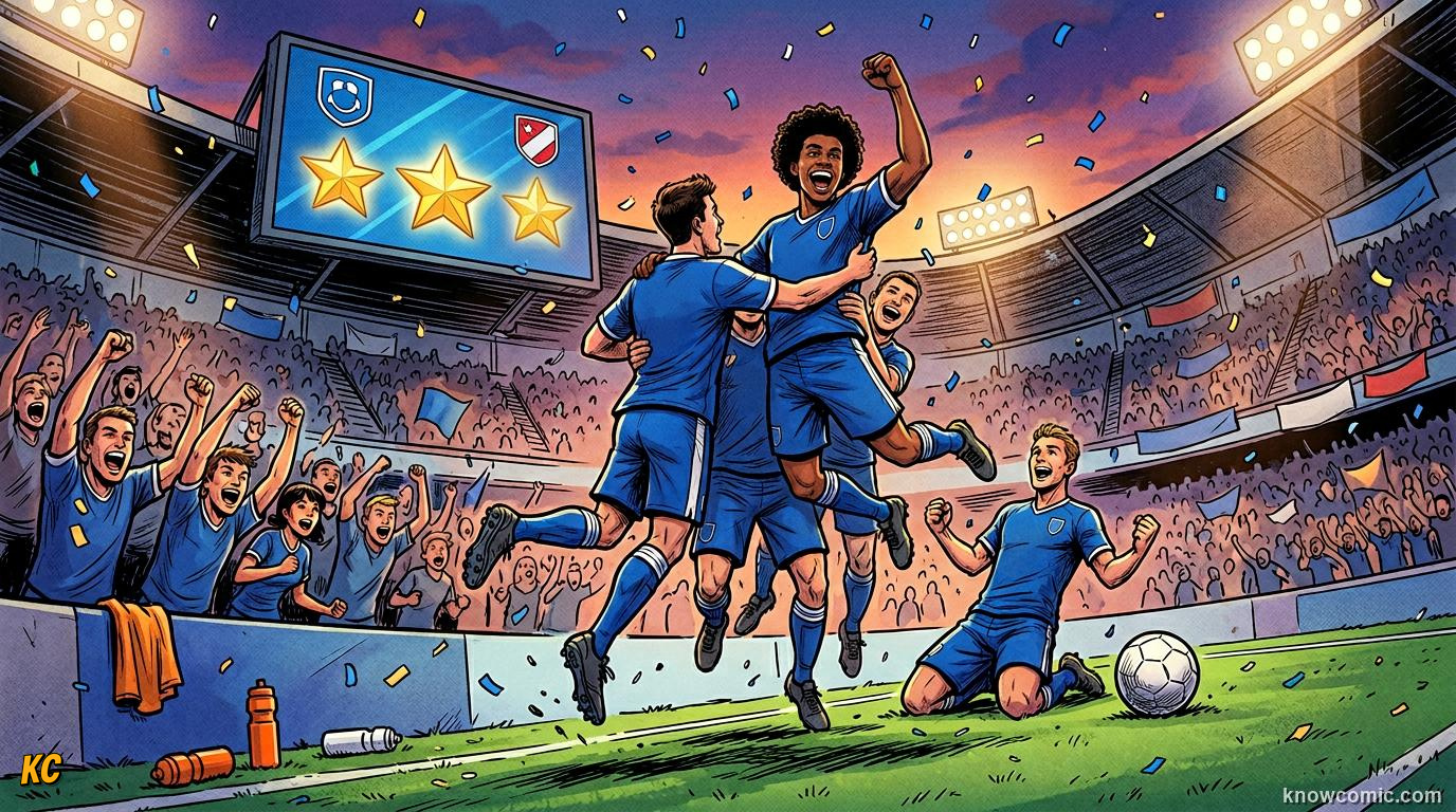 Comic panel titled what each number means, labelled column by column, from the KnowComic World Cup 2026 lesson on how to read the group table