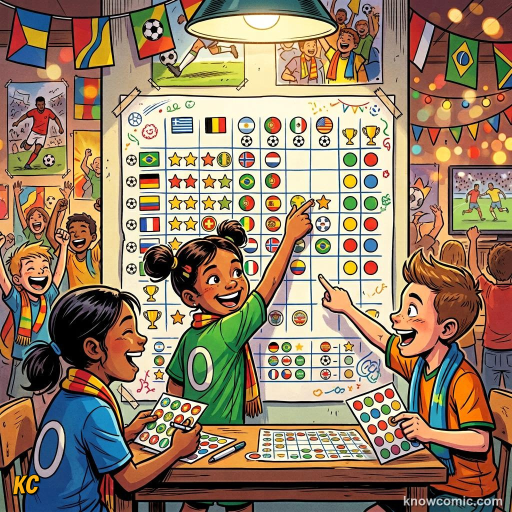 Comic panel titled read the table like a pro, labelled step 2, from the KnowComic World Cup 2026 lesson on how to read the group table