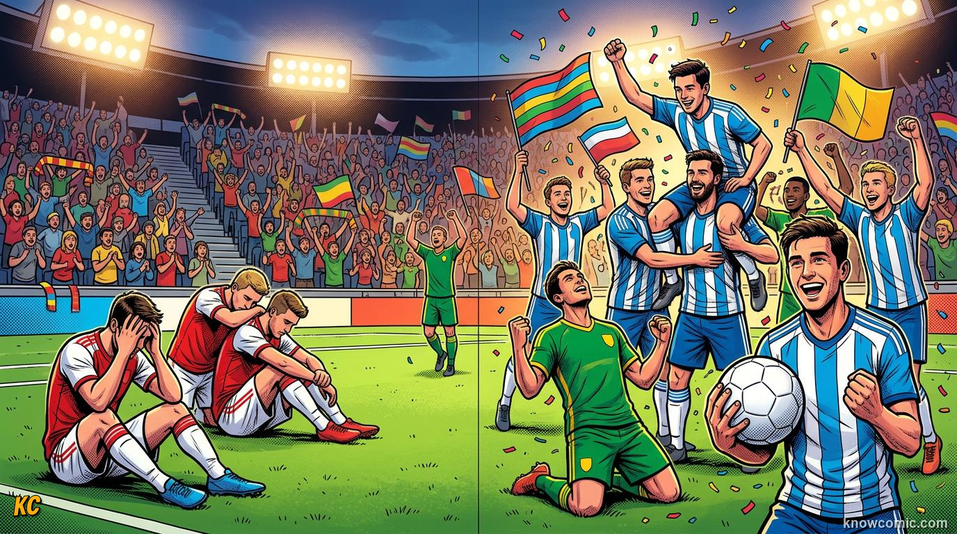Comic panel titled read the table like a pro, labelled matchday three magic, from the KnowComic World Cup 2026 lesson on how to read the group table