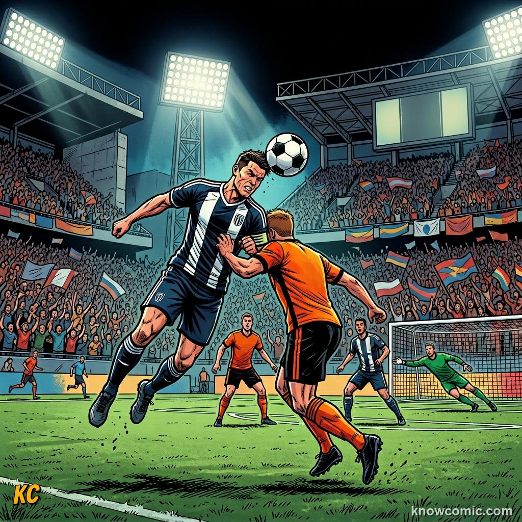 Comic panel titled when the whistle is not enough, labelled r32, from the KnowComic World Cup 2026 lesson on knockouts: win or go home