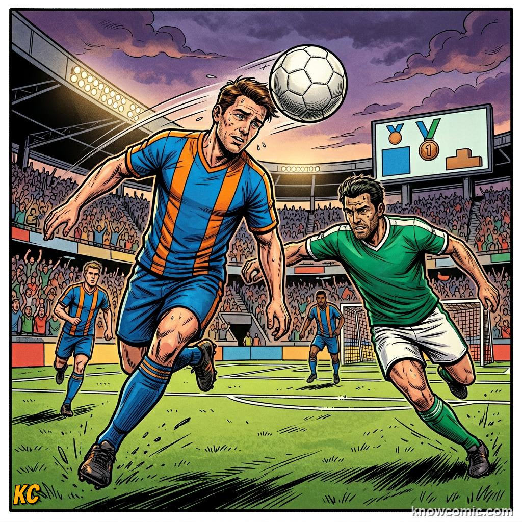 Comic panel titled when the whistle is not enough, labelled final, from the KnowComic World Cup 2026 lesson on knockouts: win or go home
