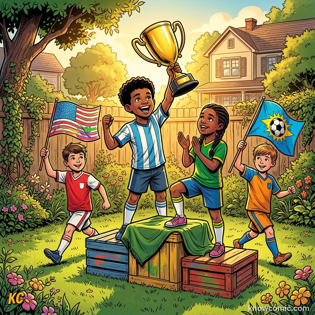 Comic panel labelled kick-off, illustrating opening match & ceremonies in KnowComic's World Cup 2026 series