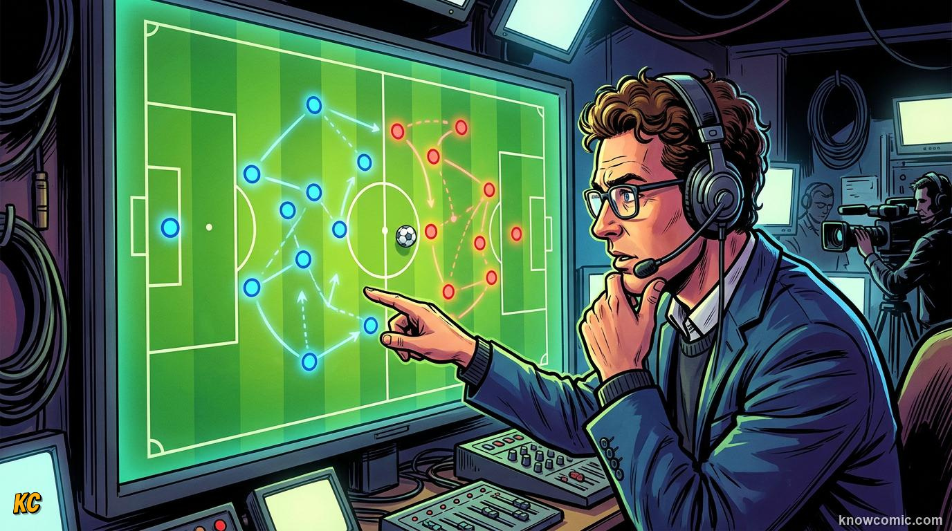 Comic panel titled watch the whole picture, labelled expert eyes, from the KnowComic World Cup 2026 lesson on how to watch like an expert