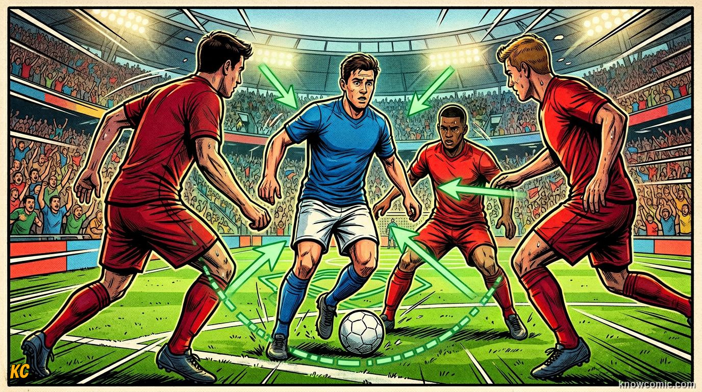 Comic panel titled when defence becomes attack, labelled set the bait, from the KnowComic World Cup 2026 lesson on how to watch like an expert