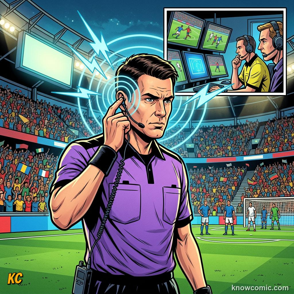 Comic panel titled when var steps in, labelled red cards, from the KnowComic World Cup 2026 lesson on var & goal-line technology