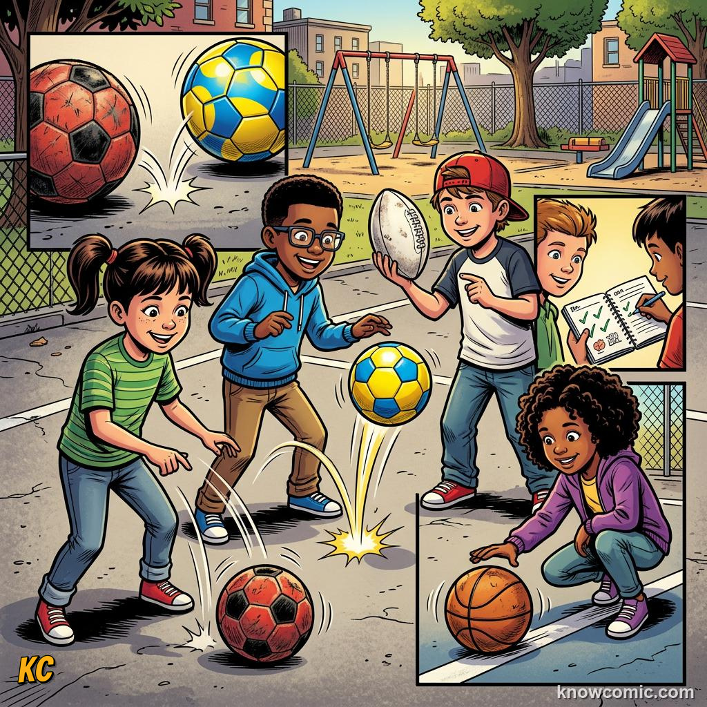 Comic panel labelled shot types, illustrating the science of the ball in KnowComic's World Cup 2026 series