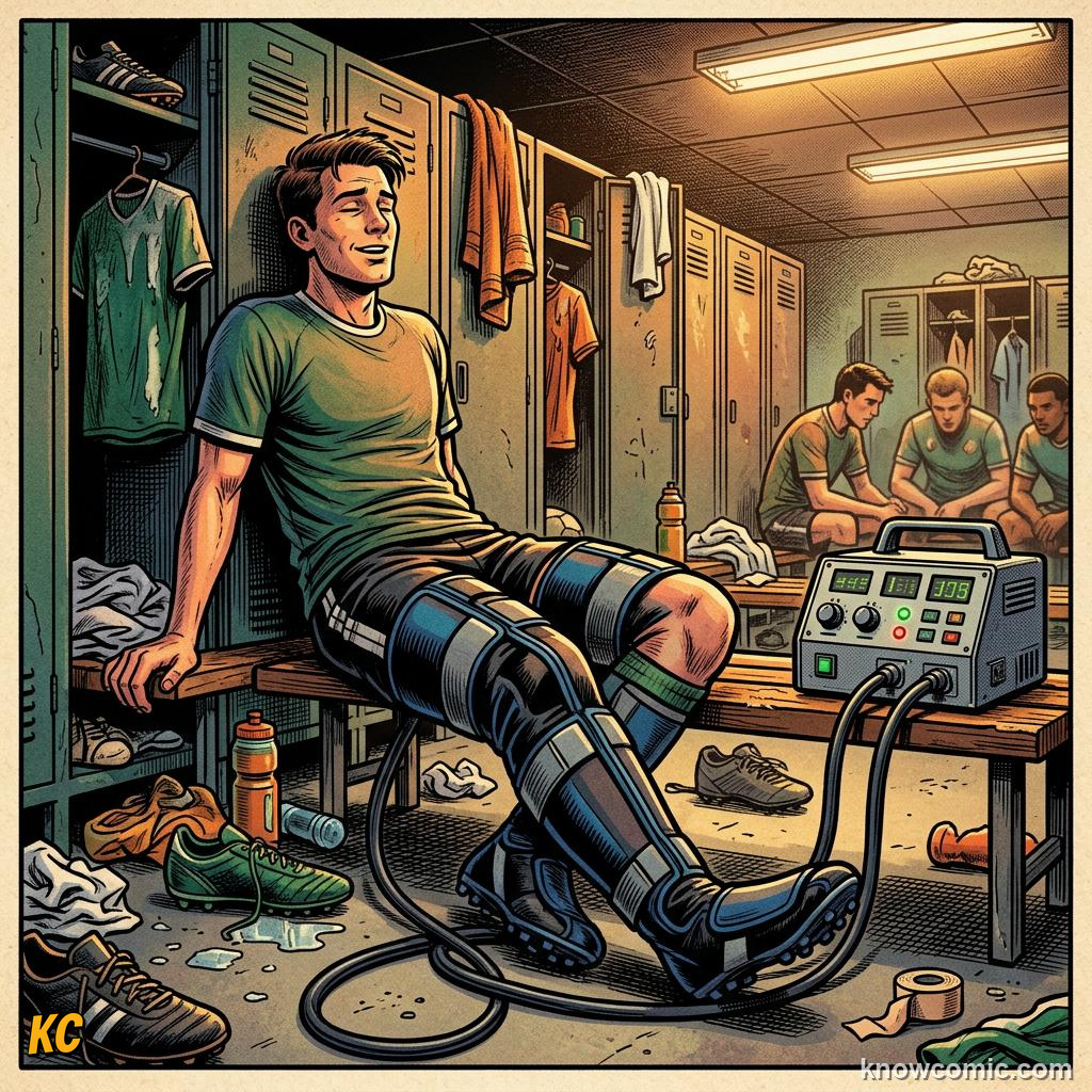 Comic panel titled ready for world cup 2026, labelled distance, from the KnowComic World Cup 2026 lesson on footballer fitness - 10 km a match
