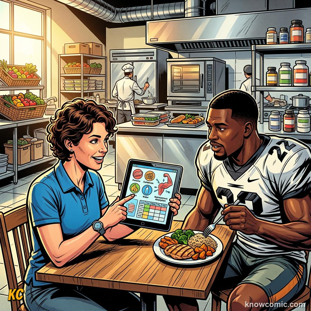 Comic panel titled why hydration wins games, labelled sip, from the KnowComic World Cup 2026 lesson on nutrition - fuel of champions