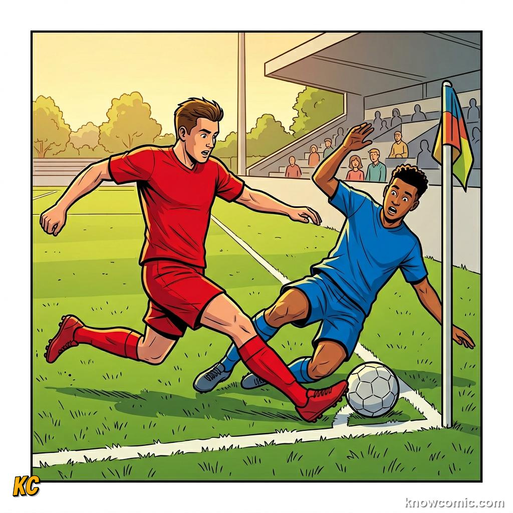 Comic panel titled the heart of the team, labelled full-back, from the KnowComic World Cup 2026 lesson on positions: keeper to striker