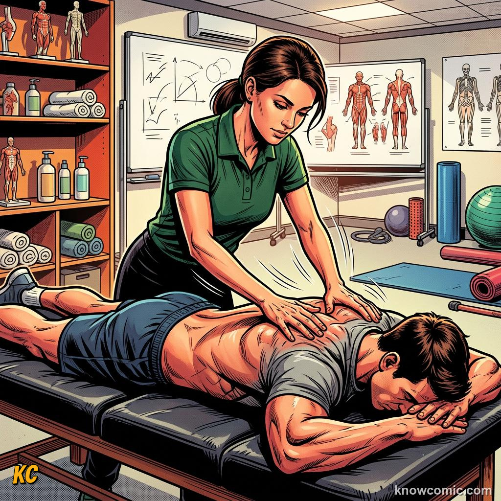 Comic panel titled first minutes matter, labelled compress, from the KnowComic World Cup 2026 lesson on injuries & recovery science