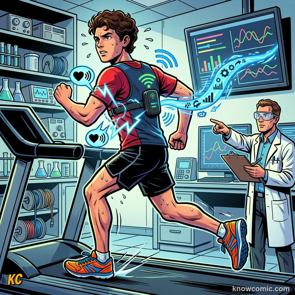Comic panel titled the gps vest revolution, labelled turf, from the KnowComic World Cup 2026 lesson on boots & wearable tech
