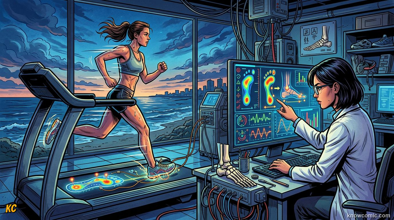 Comic panel titled tech inside the boot, labelled sensors in shoes, from the KnowComic World Cup 2026 lesson on boots & wearable tech