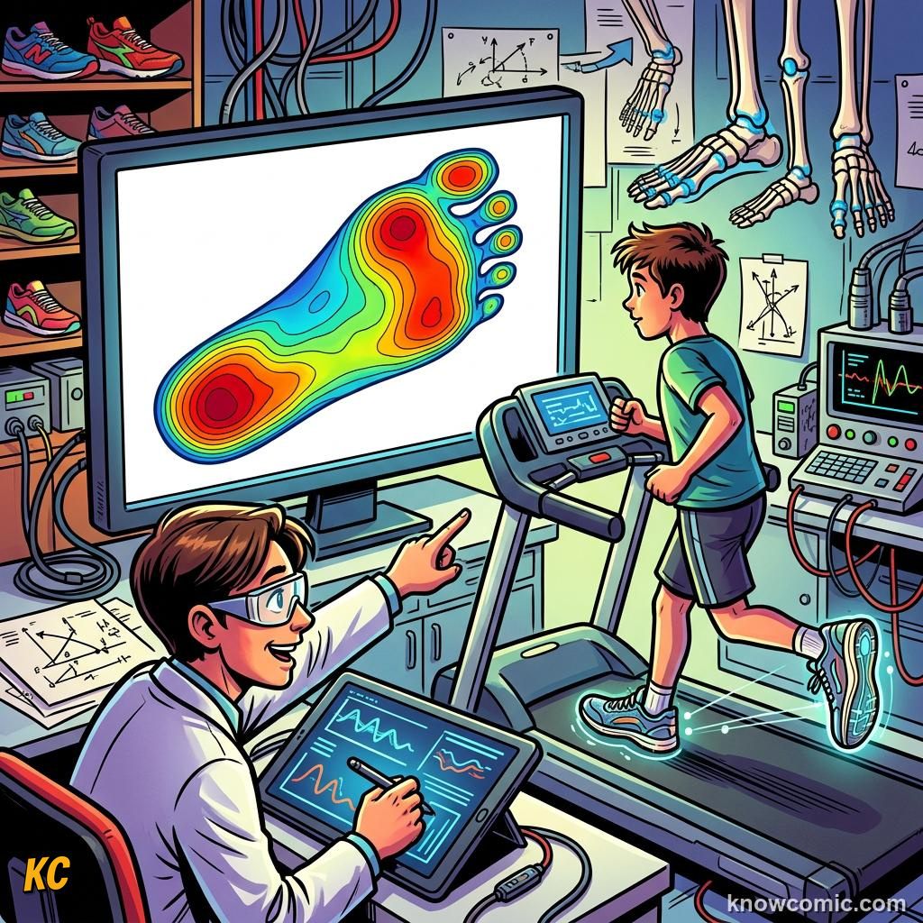 Comic panel titled body tech meets the beautiful game, labelled insoles, from the KnowComic World Cup 2026 lesson on boots & wearable tech