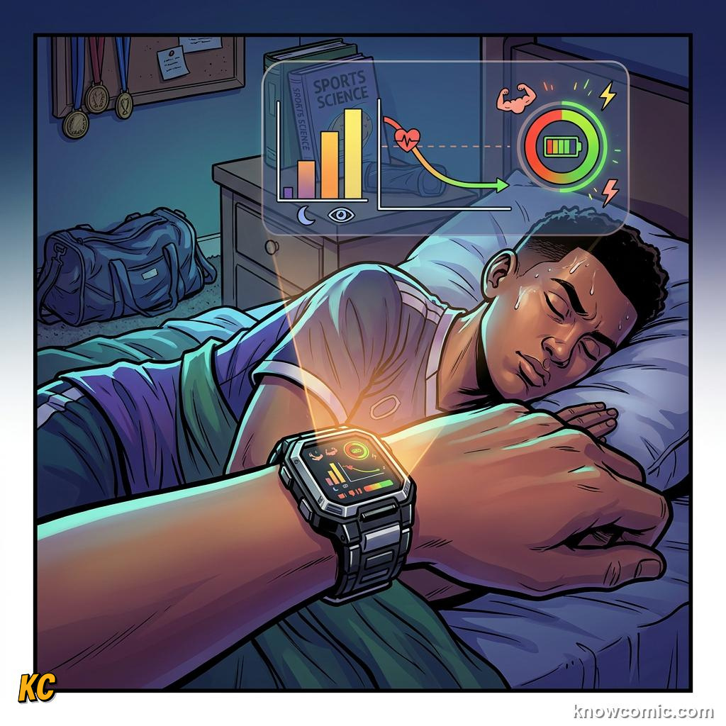 Comic panel titled body tech meets the beautiful game, labelled ai, from the KnowComic World Cup 2026 lesson on boots & wearable tech