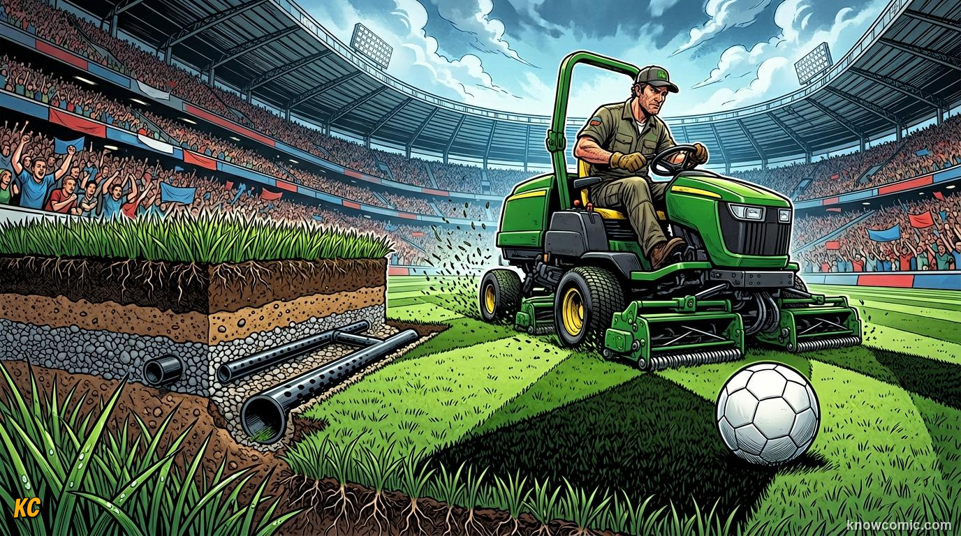 Comic panel titled sound that shakes the stadium, labelled roar of the crowd, from the KnowComic World Cup 2026 lesson on stadium science