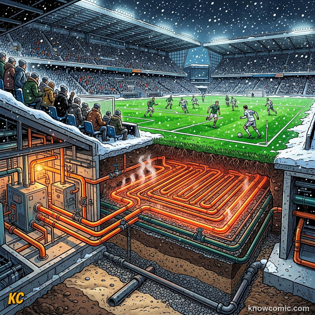 Comic panel titled sound that shakes the stadium, labelled 12th man, from the KnowComic World Cup 2026 lesson on stadium science