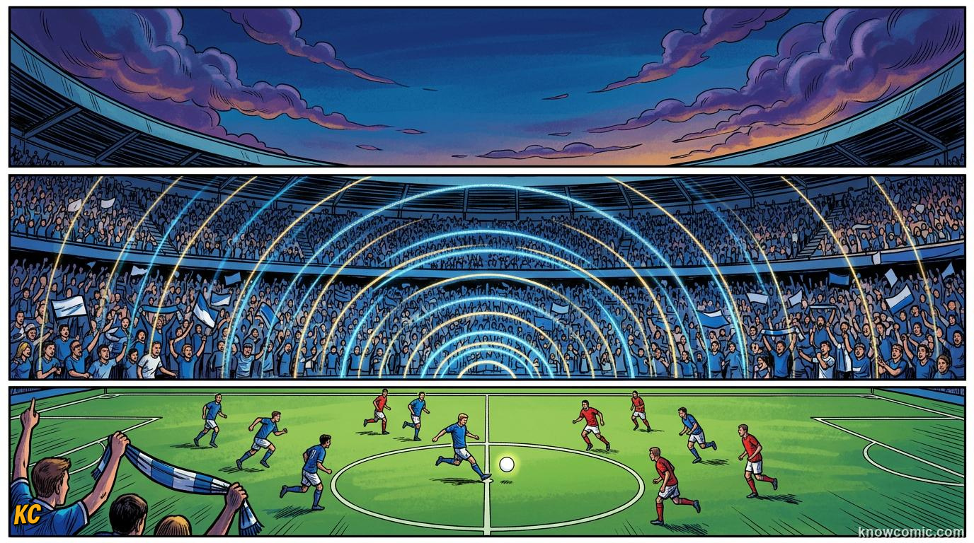 Comic panel titled open sky or closed roof, labelled architecture, from the KnowComic World Cup 2026 lesson on stadium science