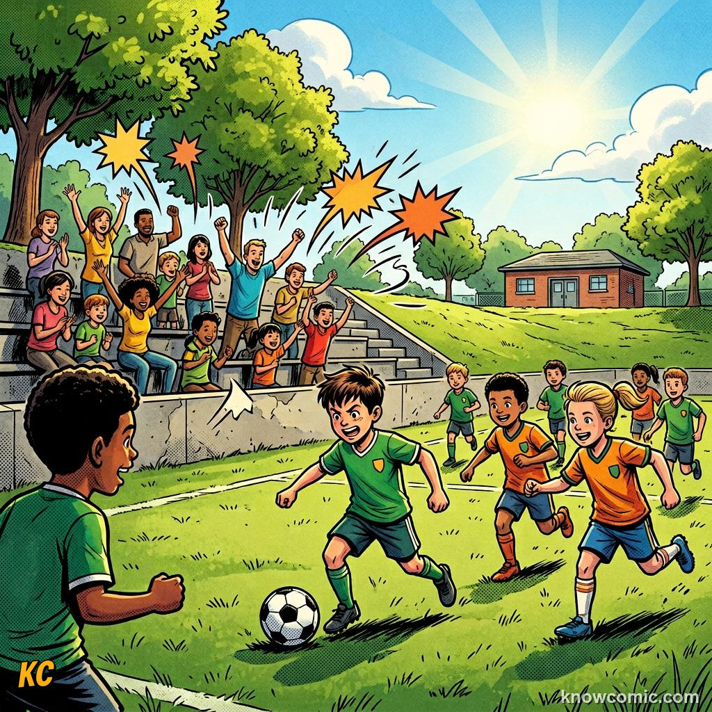 Comic panel labelled variety, illustrating stadium science in KnowComic's World Cup 2026 series